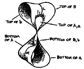 GUE TOP OF A TO TOP of a, BOTTOM OF B TO BOTTOM OF b. 将 A 的顶部和 a 的顶部粘在一起，将 B 的底部和 b 的底部粘在一起。